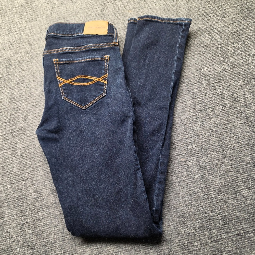 Abercrombie Kids Size 14 Dark Blue Stretch Skinny Jeans Pants Back Pocket Stitch